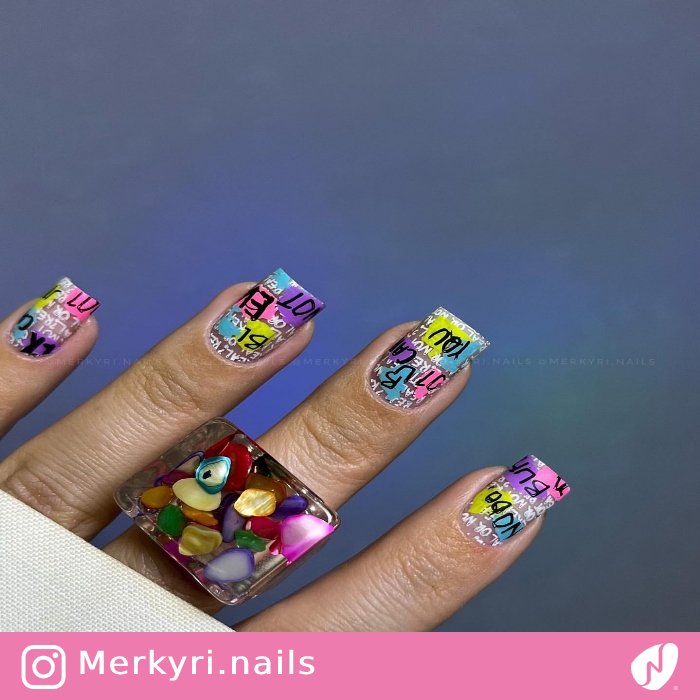 Bright Graffiti Manicure